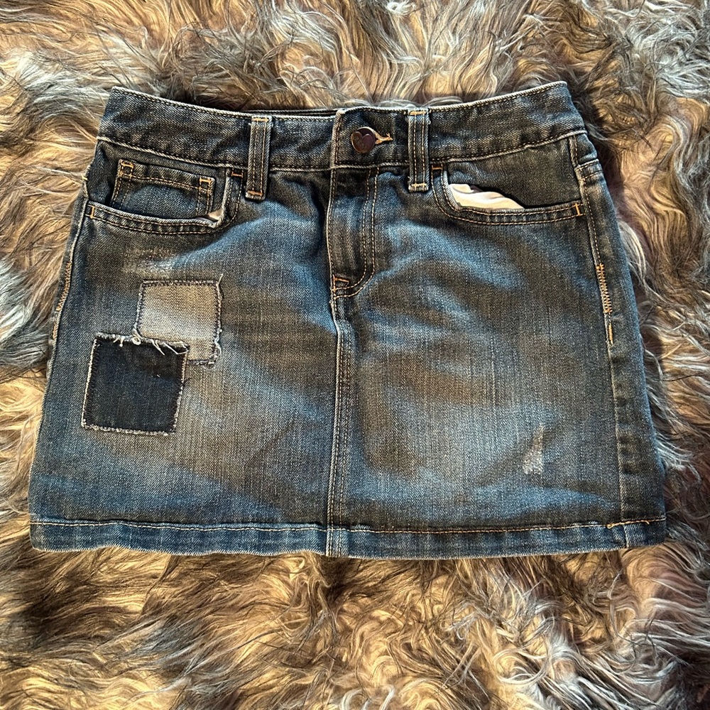 ⭒ cutest patch denim skirt